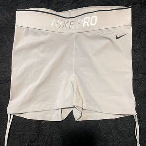Light Silver / Grey Nike Pro Shorts with Cinch Side Ties